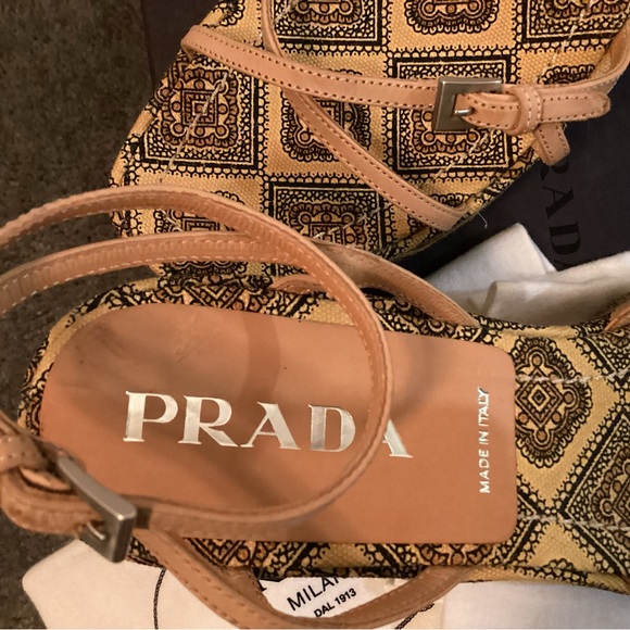 PRADA Canapa England Multicolor Platform Sandals - Picture 7 of 8